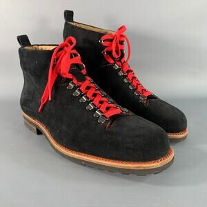 PAUL STUART Size 12 Black Red Textured Leather Lace Up Boots